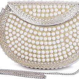 Handmade Metal bag White pearls style Latest Shoulder Bag Clutch for girls and women-image-16
