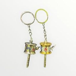 Zany zone Tibetan Prayer Wheel Keychain, Metal, Silver and Gold, Traditional Design, 2-Piece Set-picture-40