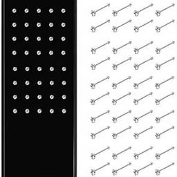316L Surgical Stainless Steel Nose Studs Set, White Crystal, 40 Pieces for women & Girls Size-2.5 Medium size pack of 40 pieces-image-38