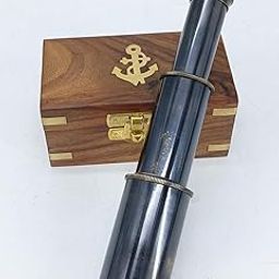 DAQRO Antique Black 6'' Telescope Brass Small Spyglass Vintage Pocket Telescope with Wooden Box-image-11