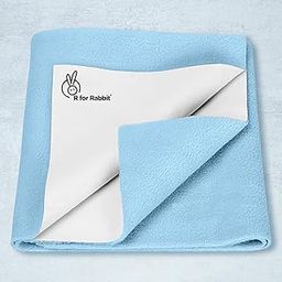 R for Rabbit Waterproof Quick Dry Sheet Bliss for Baby | Anti-Piling Fleece Breatheable Fabric Extra Absorbent Instant Dry Baby Bed/Cot Protector Mat (Size-S,Blue)-1