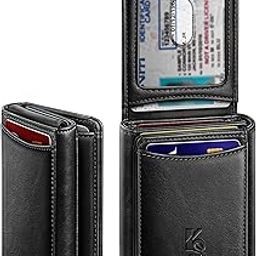Men Wallet Slim Leather Wallet Card Holders for 15 Cards RFID Blocking, Black5152, one size, Minimalist-image-23