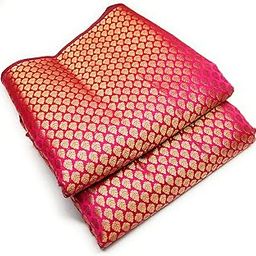 Women/girls unisex ethnic unstitched brocade silk with golden jacquard work solid fabric/cloth/dress material for suit, sherwani, lehnga, blouse, saree, kurti etc.-image-6