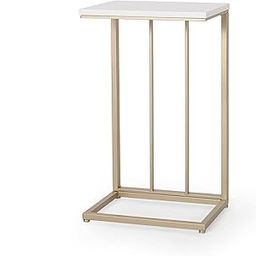 INDIAN DECOR 48350 Modern Glam C Side Table, White and Gold, Sofa Table, Bed Table, Snacking Table-picture-29