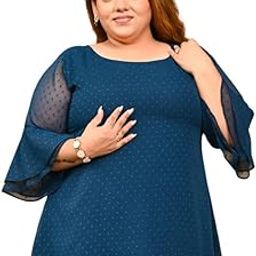 Plus Size Teal Blue Georgette Top for Women's | Plus Size Top for Girls-image-70