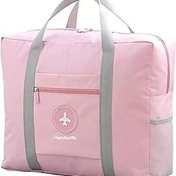 Travel Bags for Luggage Spacious with Pockets Foldable Weekender Zipper Duffle Bag for Travel Stylish Handbag Conveniently Carry on Trolley Bag Waterproof (44 x 18 x 35 cm) (Pink)-image-94
