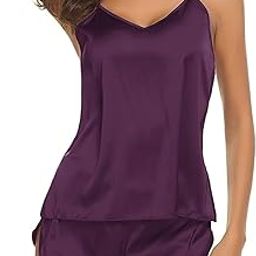 Women Babydoll Lingerie Set Pajamas Camisole Sleeveless Satin Top Tanks Shorts Soft Comfortable Deep V Neck Elegant Rich Look Anniversary Night Dress-image-96