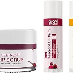 Aravi Organic Lip Care Combo – Beetroot Lip Scrub (15g) + Tinted Lip Balm SPF 50 PA+++ (5g) + Lip Glowy Balm SPF 50 PA+++ (5g)-image-68