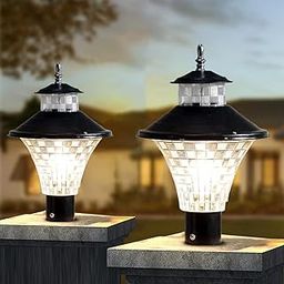 SINOMAN Metal and Polycarbonate Gate Light for Home Waterproof | Lamps for Main Gate | Outdoor Garden Light | Pillar Lights (GL Jalwa BLK, Pack of 2) Bulb Not Included-15