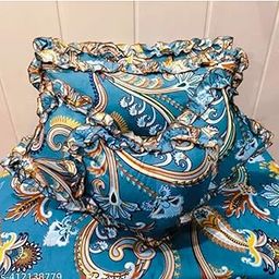 Luxurious Glace Cotton Home Bedding Set | 6 Piece with Frilly Pillowcases and Filled/Frilly Cushions | 6 Piece Bedsheet Set | Complete Bedding Sets-image-91