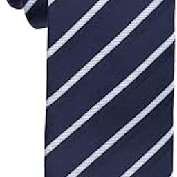 Blue & White Striped Microfiber Necktie | Classic Business Tie-image-0