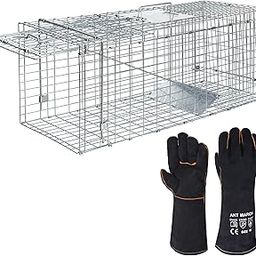 ANT MARCH Live Animal Cage Trap 32' Steel Humane Release Rodent Cage for Rabbits, Stray Cat, Squirrel, Raccoon, Mole, Gopher, Chicken, Opossum, Skunk, Chipmunks, Groundhog Squire-image-18