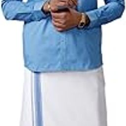 Ramraj Men Cotton Blend Full Sleeve Solid Shirt With Matching Border Dhoti-image-98