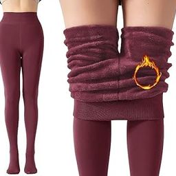 Women's|Girls Fleece Lined Woolen Thermal Soft Stretchy Legging Full Foot Tights firmer smooth high waist Stocking - Slim Fit (Maroon, 28)-image-25