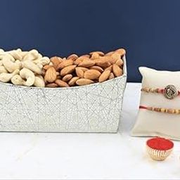 SFU E Com Set Of 2 Rakhi With Dry Fruit Hamper For Rakshabandhan Gift | Dry Fruit And Rakhi For Brother | Dry Fruit Basket Hamper | 135-88