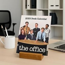 THE UMBRELLA STORE THE OFFICE 2025 Desk Calendar with 13 Sheets, Wooden Stand- FOR HOME, OFFFICE | 2025 TABLE CALENDAR-13