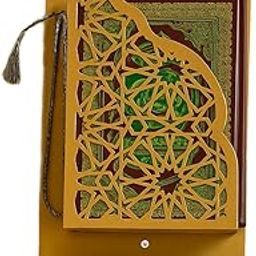 Metal Iron Holy Quran Sharif Holder with Janamaz and Tasbih Holder – Elegant Islamic Book Stand Rack for Prayer Corner, Mosque & Home Decor - Golden Color-image-42
