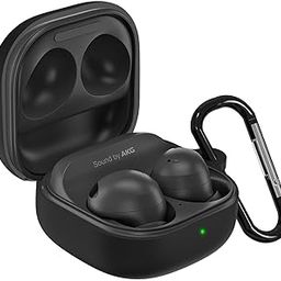 Sounce Earphone Case Cover Compatible for Samsung Galaxy Buds 2 Pro, Soft Silicone Skin Case Cover Shock-Absorbing Protective Case with Keychain [Front LED Visible](Black)-8