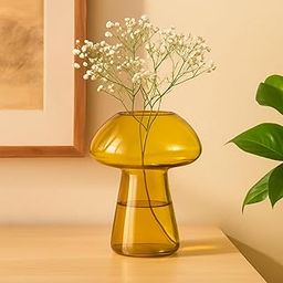 ecofynd Glass Vase for Flowers Plants, Modern Decorative Vase for Home Decor Center Table, Bedroom, Living Room, Office Decoration, Wedding or Gifts, Luster Glass Vase, (GVASE015-YLW)-image-10