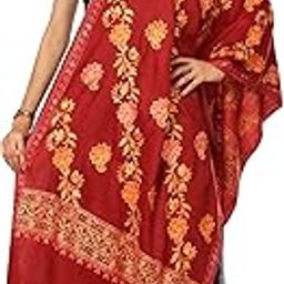 Aari Embroidery Jaal Stole, Fine Wool Shawls, Stoles, Victorian French Renaissance (Size 70 x 200 cm)-image-85