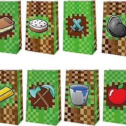 24 Packs Pixel Theme Party Gift Bags, Pixel Theme Party Supplies for Kids Pixel Theme Birthday Party treats bags-image-20