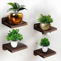 craftlef Engineered Wood Wall Plant Stand Rack Shelves for Living Room & Balcony - Pot Stand Planter Rack Wall Planter Stand for Mini Pots & Vases (Brown)-image-50