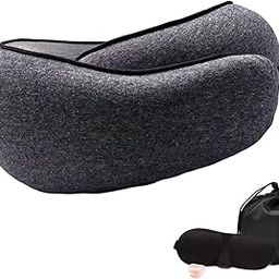 MERISHOPP Airplane Travel Pillow Portable Adjustable Neck Pillow for Home Office Train Dark Grey-image-70
