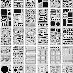 20 PCS Bullet Journal Stencil Plastic Planner Set for Journal/Notebook/Diary/Scrapbook DIY Drawing Template Journal Stencils 4x7 inch-17