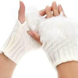 Faux Rabbit Hair Fur Wool Knitted Winter Thermal Warm Comfortable Fingerless Gloves Mittens Winter Accessories Hand Warmer Gloves-image-95
