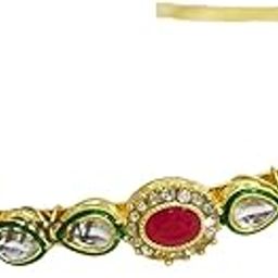 MANBHAR SONS AND JEWELLERS - Kundan mathapatti Hair Band for Women and Girls | Tiara Head Piece Sheeshphool Ethnic Hair Accessory for Festive Season Weddings Shaadi Head band Pink Kundan Color-image-92