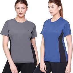 White Moon Women's Polyester Dry Fit Gym T-Shirt | Sports T-Shirt | Round Neck Half Sleeve | Perfect for Workout, Running, Cycling | Combo T-Shirt for Women | Breathable (Pack of 2)-image-29