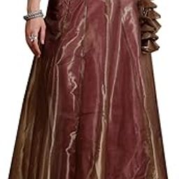 Frolic Rolic Burgundy Solid Organza Maxi Skirt-image-2