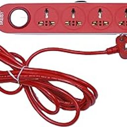 New EXT-501-MULTI USE Socket Board Cord 2.5 MTR, 10AMP Board 5 Socket Extension Boards (White, Red, 2.5 m)-24