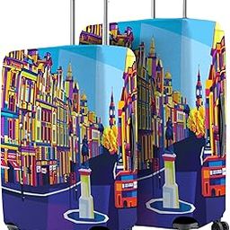 Polyester Protective Luggage Cover Set of 2 (Medium-Large) - London Design-image-79