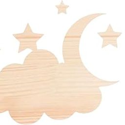 Curious Button Set of 1 pcs Wooden Moon and Cloud Shape, Dreamy Bedroom, Kids Room Decoration, Wooden Cloud Shape to Decorate Your Child playroom or Bedroom.-picture-19