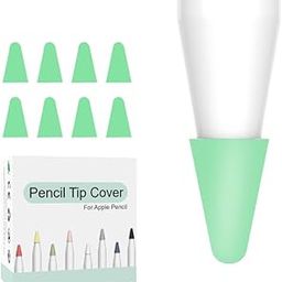 OJOS 8 Pcs Silicone Pencil Nib/Tip Protector Cap for Drawing Noiseless Compatible for Apple Pencil 1st/2nd Replacement Non-Slip Writing Nib/Tip Protector (Grass Green)-1