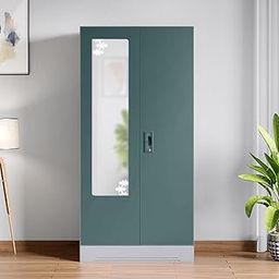 GODREJ INTERIO Almirah Slimline 2-Door Steel Almirah, Cupboard for Clothes (Textured Sea Pine), 1-Year Warranty, 4 Shelves, 1 Drawer, 1 Locker, Star Design Mirror-picture-29