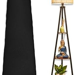 MAINDAIS Metal Tripod Floor Lamp with 3 Shelves Cover | Durable Polyester Premium Protector Dust & Water Proof | Protective for Living Room, Bedroom Lamp - Black (12"L x 12"W x 52"H)-picture-13