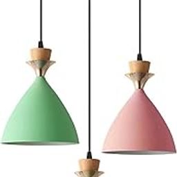 Homesake Pendant Lamp Shade for Kitchen Island, Color Metal Minimal Pot Pendant Light Shades, Nordic Style for Bedroom, Living Room, Macaron, (Cluster Round)-image-48