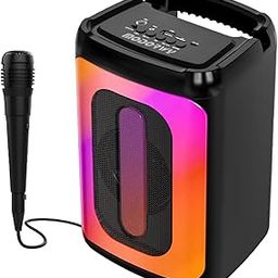 MF1108 15W TWS Karoake Portable BT Speaker with Wired Mic,5H Backup, RGB LED, FM, AUX, USB, Micro SD, Rechargeable Battery, Mobile Holder-21