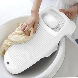LIVINGBASICS Plastic 1 Piece Wash Board/Washing Board for Clothes/Wash Board Basin for Washing Clothes/Wash Board Basin Tub for Clothes/Wash Board Basin/Anti-Slip Board for Small Clothes (White)-image-41