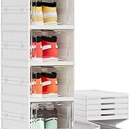 Harmon Wandyer Shoe Storage Organizer Box 6-Tier Foldable Collapsible Stackable Shoe Rack Bins, Fit Size 12, No Assembly, for Men and Women-image-12