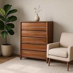 ReTree Furniture Sheesham Wood Chest of 5 Drawers | Stylish Multipurpose Wooden Storage Cabinet Organiser with Drawers for Bedroom, Living Room, Hotels, Office and Home Decor Furniture (Honey Finish)-11