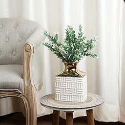 Interiors & More Heena Greens – Artificial Leaves Bunch Without Vase Pack of 2 (White)-image-55