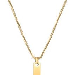 Gold-toned Anti-Tarnish Rectangular Minimalist Hip Hop Party Pendant-14
