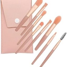 MF® Makeup Brush Set 8PCS Mini With Storage Premium Synthetic Kabuki Foundation Face Powder Blush Eyeshadow Brush Makeup Brush Kit with Blender Sponge and Brush Cleaner ((Dark_peach)).-40