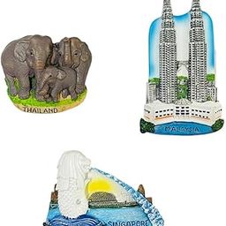KRIWIN Pack of 3 Travel Theme 3D Singapore, Malaysia and Thailand Resin Fridge Magnets-image-25