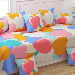 BELVOSTUM Diwan Set Pillows 5 with Bolster 2 Covers | Microfiber Diwan Sets for Sofa Cover/Living Room | Pillows/Covers Set (1 Single Bedsheet, 2 Bolster Covers, 5 Cushion Covers)-image-61