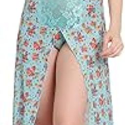 Women Babydoll Lingerie High Slit Long Nightwear Baby Doll Dress with G-String Panty-image-57