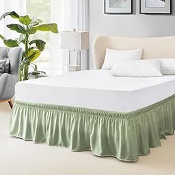 FreshCulture Elastic Wrap Around Bed Skirt - Easy Fit with 15-Inch Tailored Drop, Hotel Quality Dust Ruffle for Full Size Bed (Sage Green)-image-59